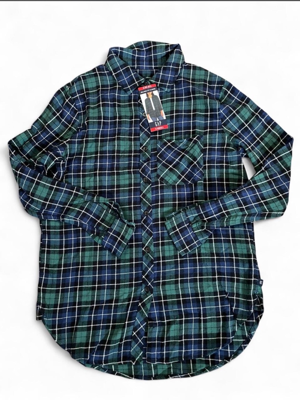 GAP Women’s Green & Blue Plaid Button-Down Shirt